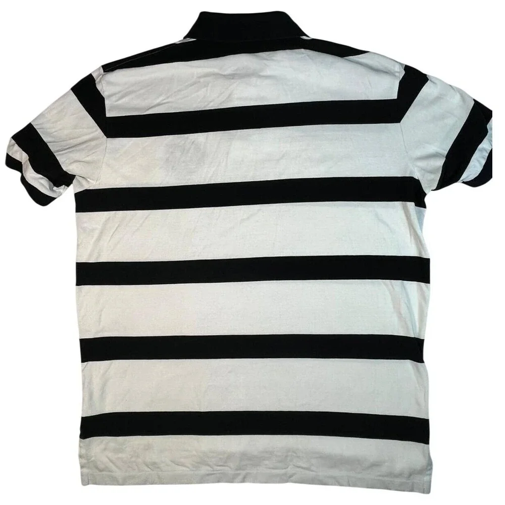 VTG Style Ralph Lauren Polo Shirt‎ Navy/White Stripe XL Embroidered Crest Polo